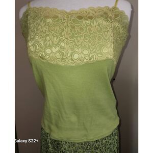 T27 August Silk lacy green tank